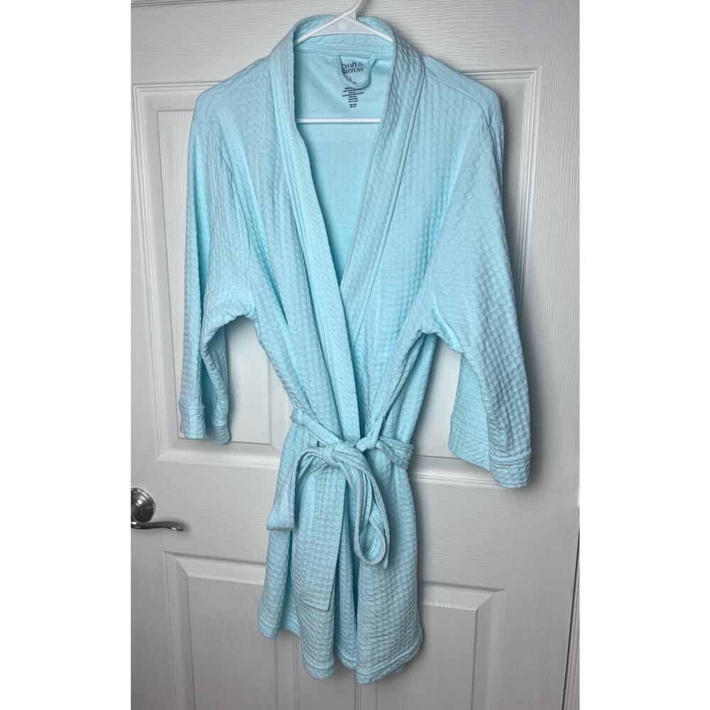 CROFT & BARROW The Classic Extra Soft Aqua Blue 3/4 Sleeve Robe Size L